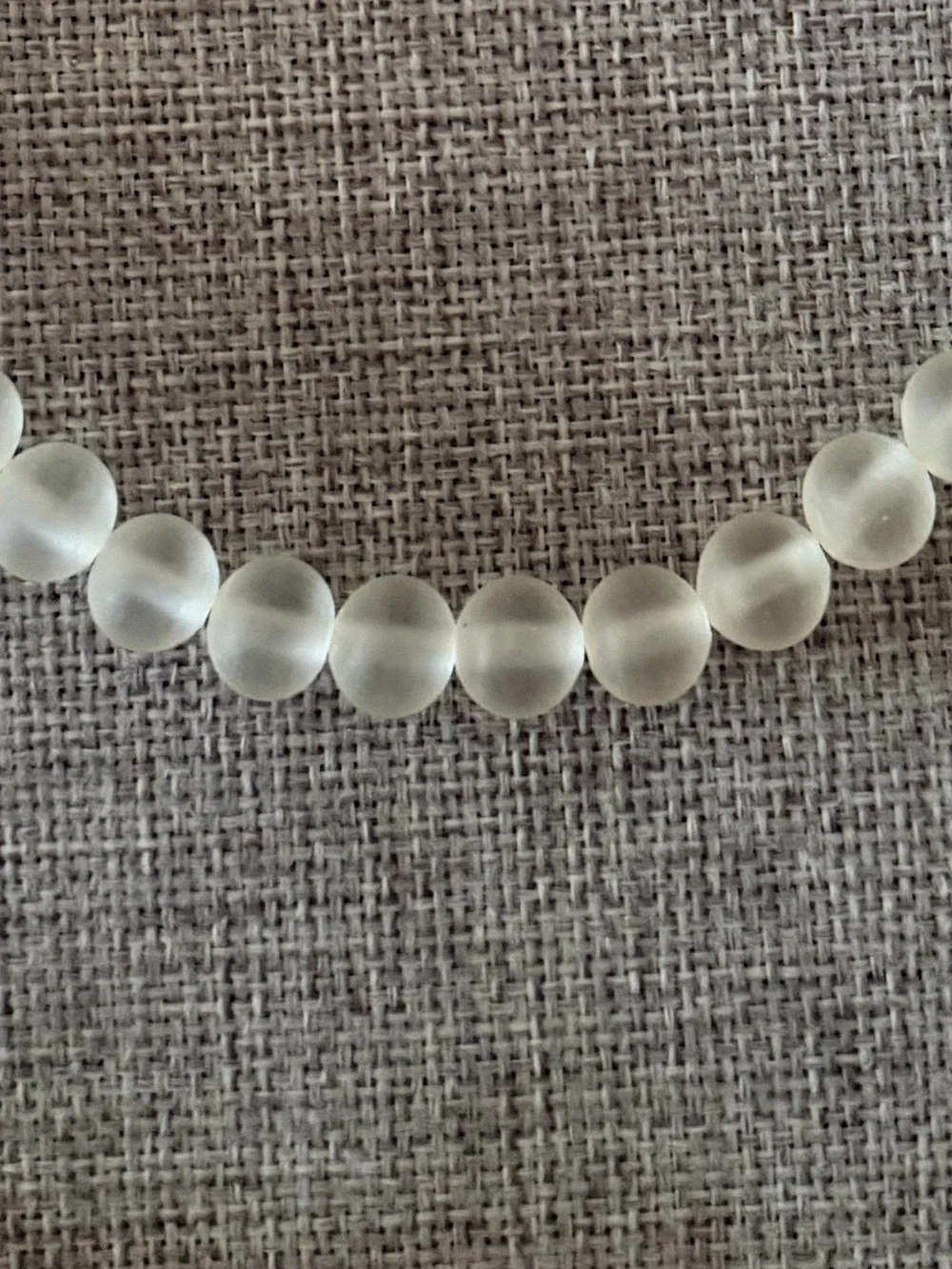 Frosted Glass Bead Necklace | Matte White Beads | Minimalist Vintage Style